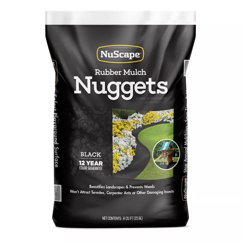 0.8 Cu. Ft. Black Recycled Rubber Mulch Nuggets For Landscaping And Playgrounds