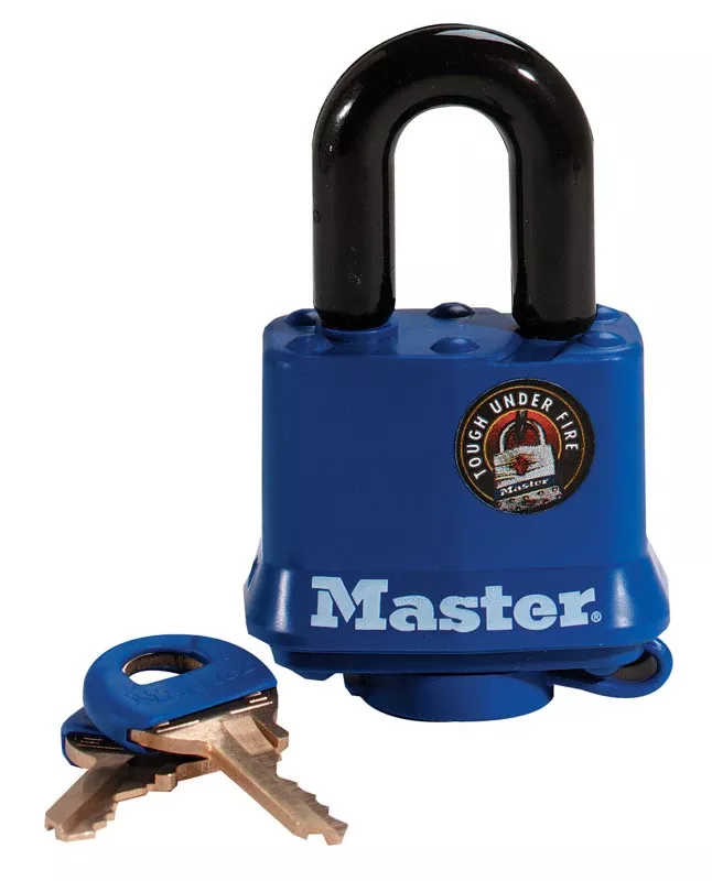 1-1/2 In. Keyed Laminated Padlock, Blue Weatherproof Cover
