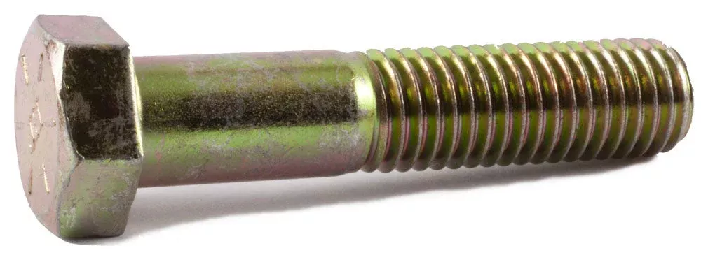 1 1/4-7 x 6 1/2 Grade 8 Hex Cap Screw Yellow Zinc Plated Domestic USA (14)