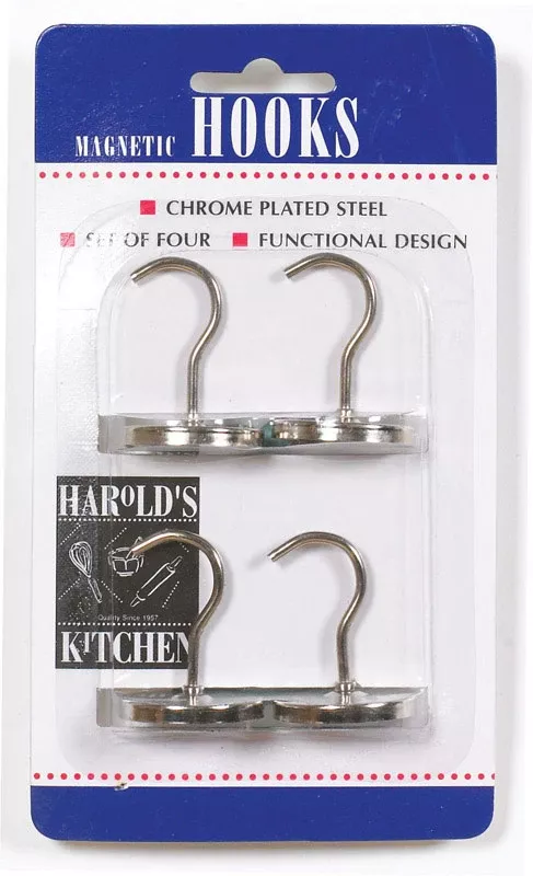 1-1/4 In. Silver Steel Magnetic Hooks – 4 Pack