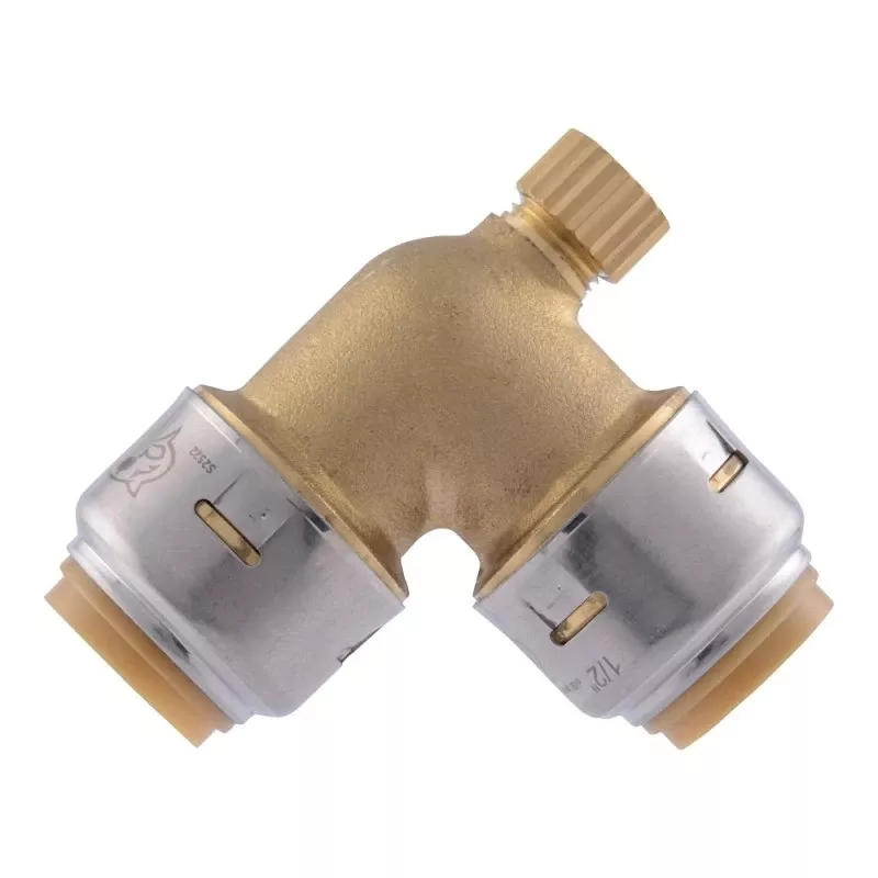 1/2 In X 1/2 In 90 Degree Push-to-connect Brass Elbow With Drain