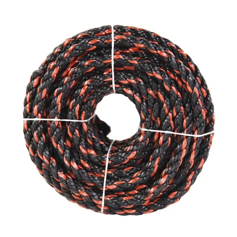 1/2 Inch Diameter X 50 Feet Long Black/orange Twisted Polypropylene Rope