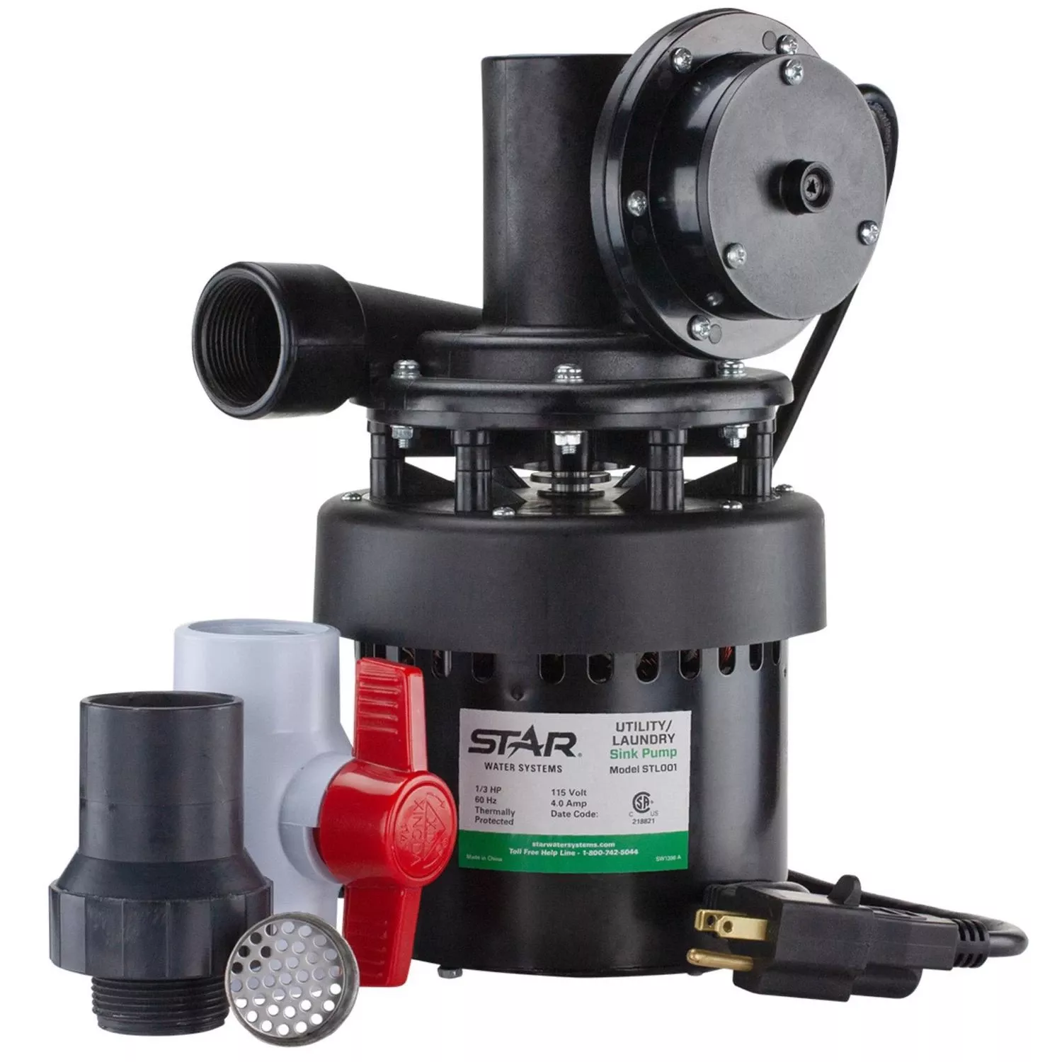 1/3 Hp 1320 Gph Thermoplastic Diaphragm Switch Sink Pump System