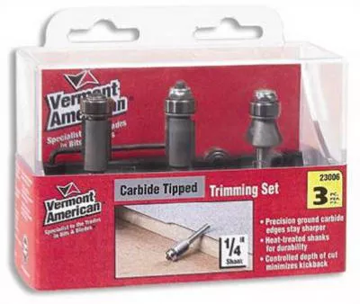 1/4 In. Dia. X Multi Size X 4 In. L Laminate Trim Router Bit Set 3 Pc