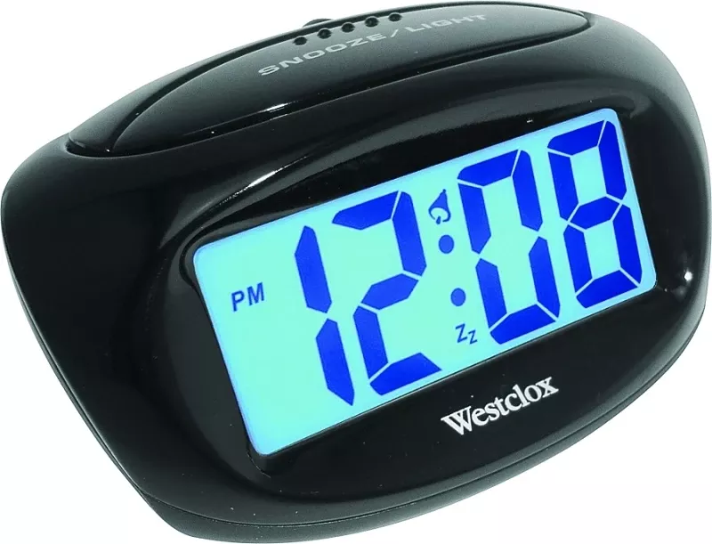 1 In. Digital Black Alarm Clock With Lcd Display And Snooze Function