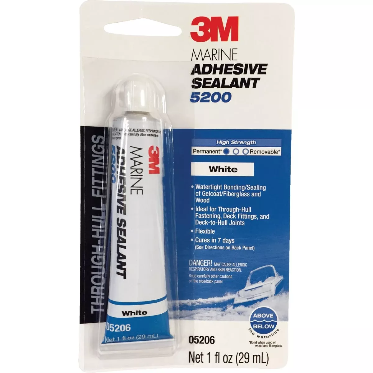 1 Oz. White Marine Adhesive Sealant 5200 – High Performance Polyurethane Sealant