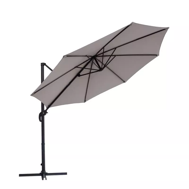 10 Ft. Beige Offset Tiltable Patio Umbrella With Aluminum Pole