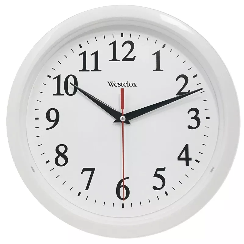 10 In. L X 10 In. W Classic Analog Wall Clock – White Plastic