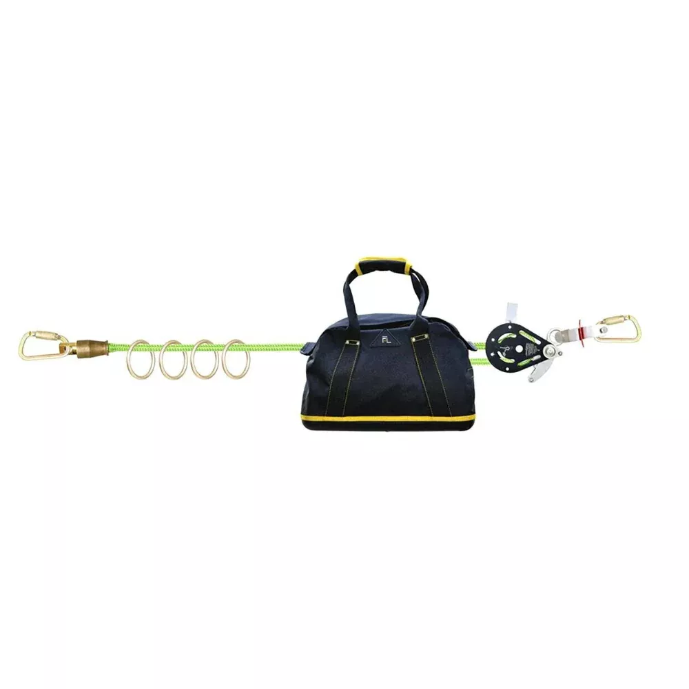 100′ Adjustable Horizontal Lifeline System with 6′ Anchor Straps – 4-Person – Frontline