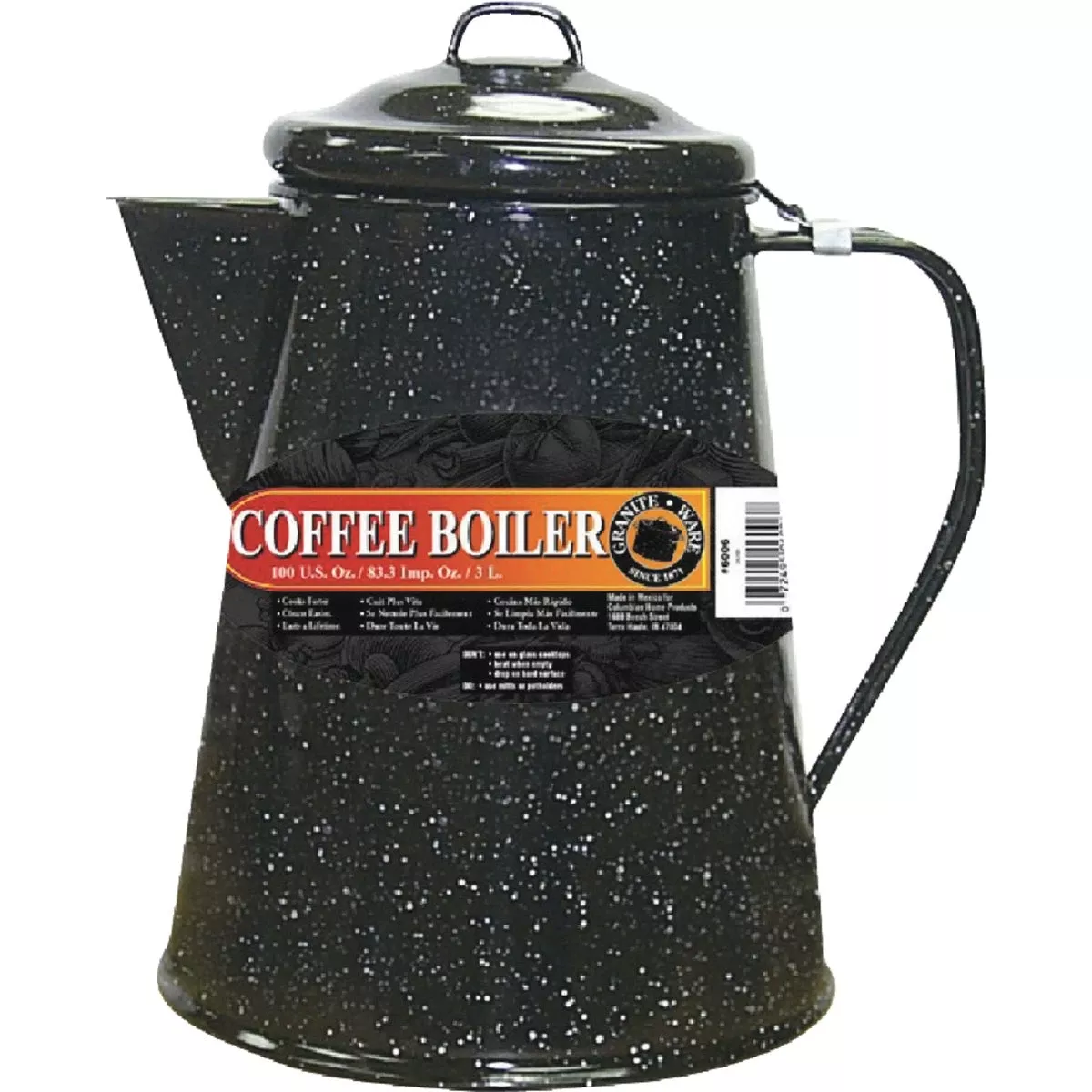 100 Oz Black Coffee Boiler With Porcelain Enamel Surface