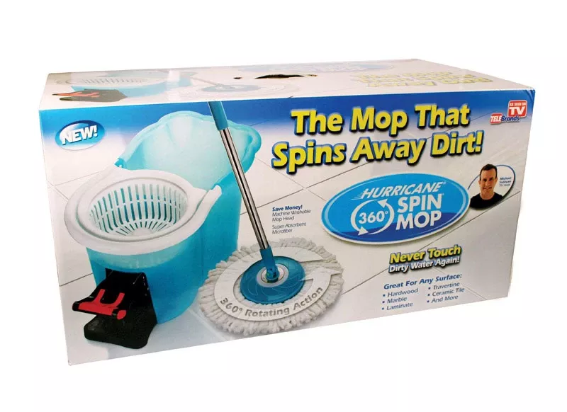12 In. W Spin Mop With Bucket - Microfiber Cleaning System