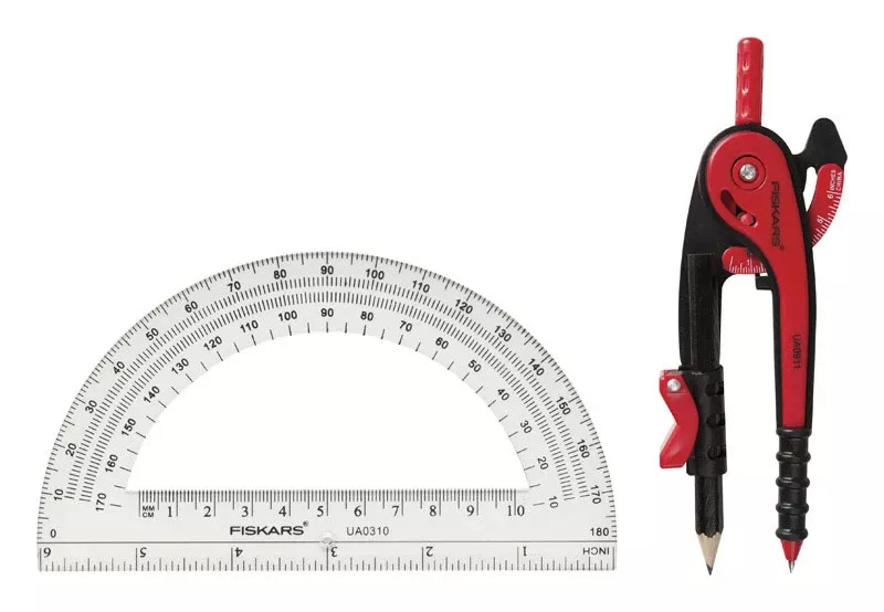 12 Inch Pencil Compass With Protractor Set - 3 Pieces