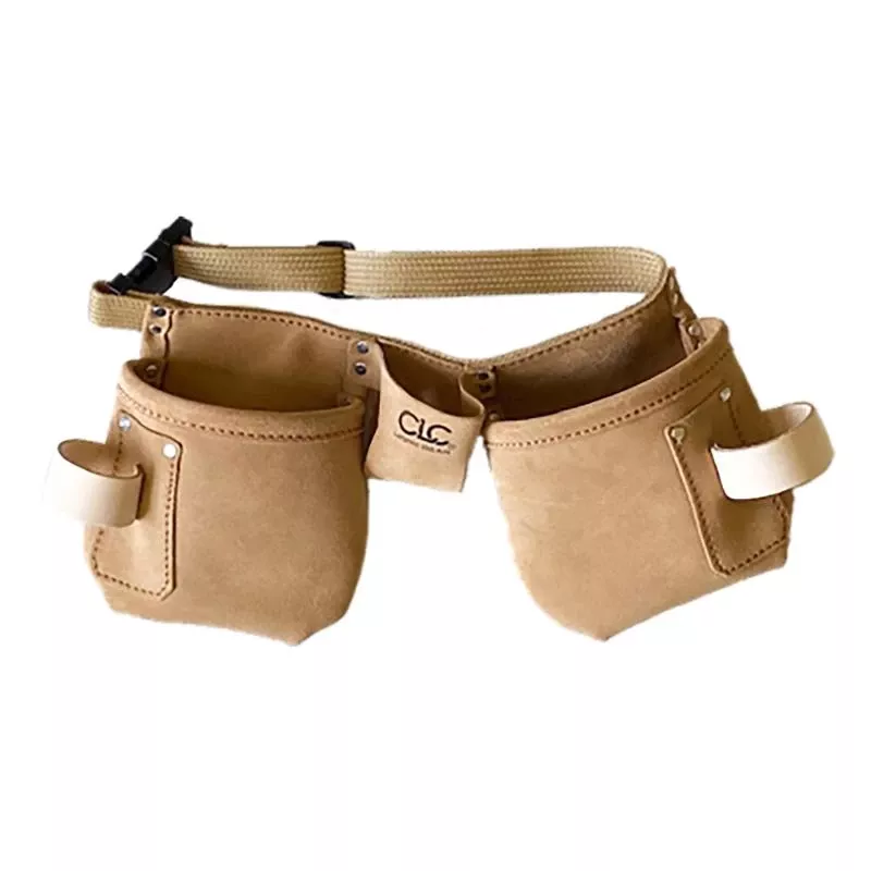 12 Pocket Suede Leather Tool And Nail Bag With Adjustable Belt – Beige