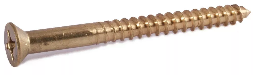 12 x 3 Phillips Flat Wood Screw Brass
