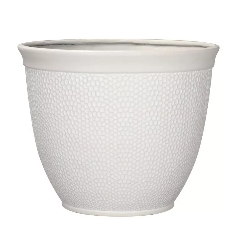 13.25 In. H X 16 In. D Polyresin Shea Planter - White