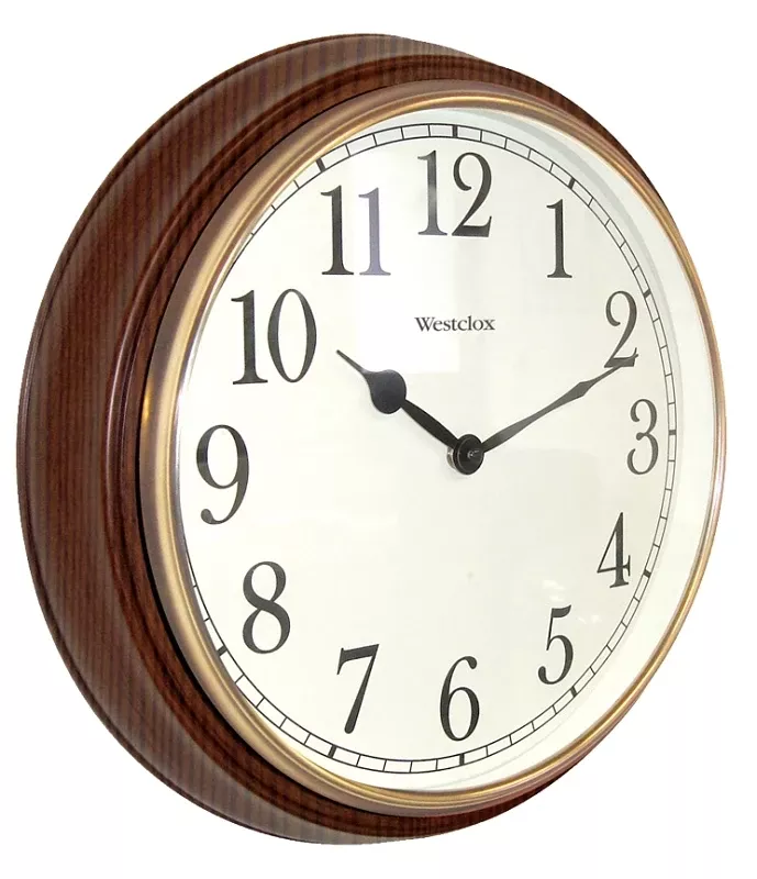 15.5 In. Classic Analog Wall Clock – Glass/wood Brown Finish