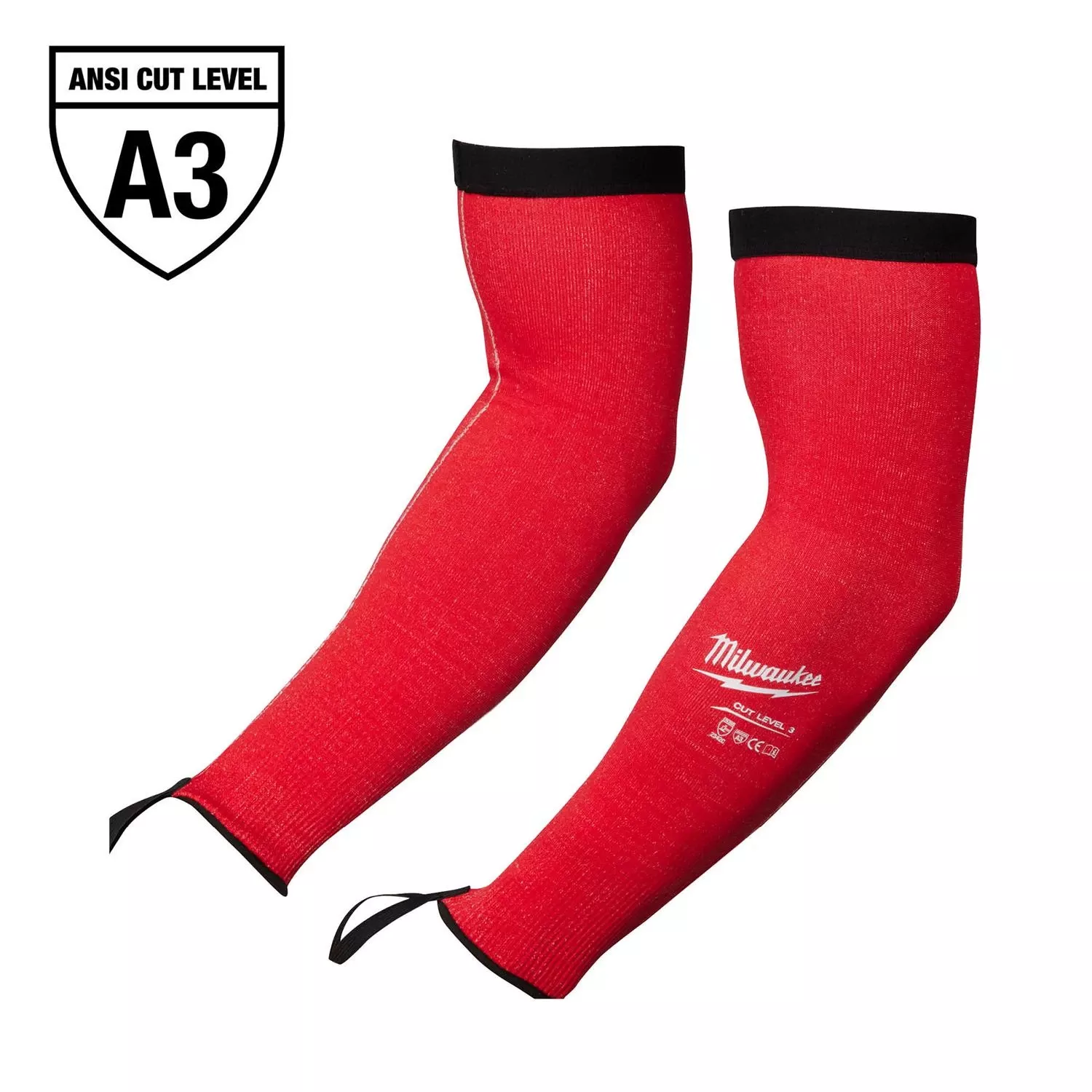 16 In. Cut Level 3 Protective Arm Sleeves - Unisex, Red, Lightweight Nylon