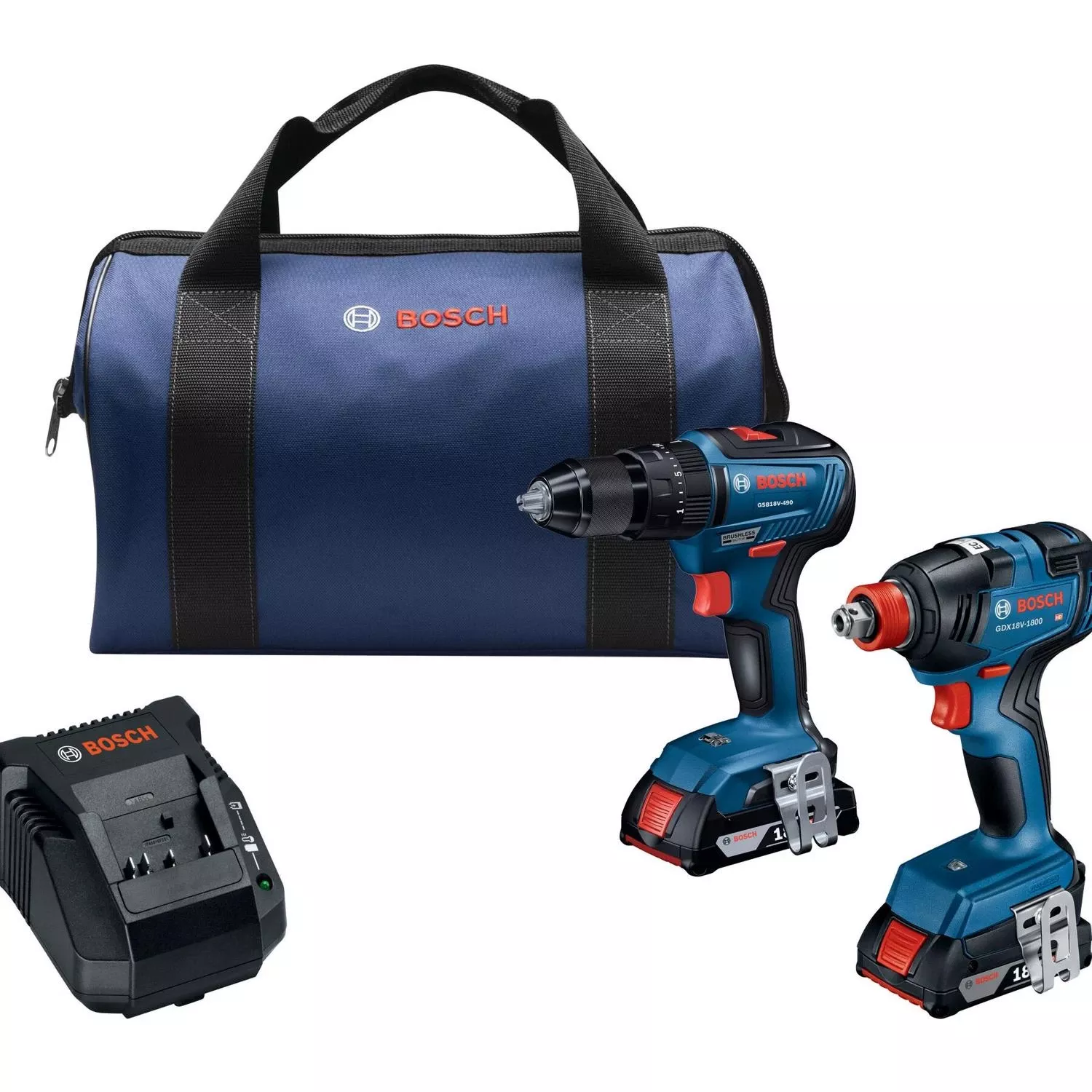 18v 2 Tool Combo Kit, Brushless Hammer Drill + Impact Driver, (2) Batteries