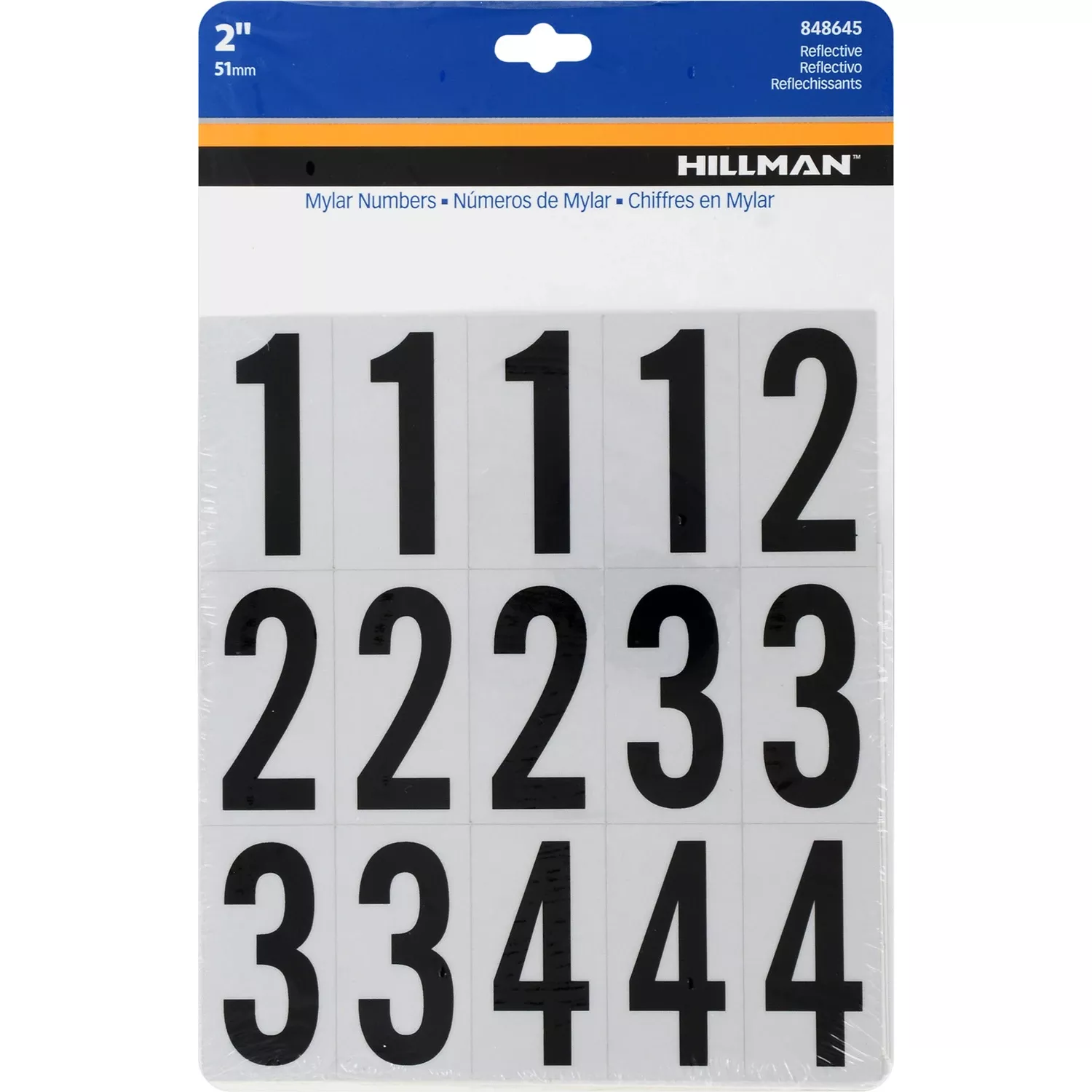2 In. Reflective Black Vinyl Self-adhesive Number Set 0-9 35 Pieces