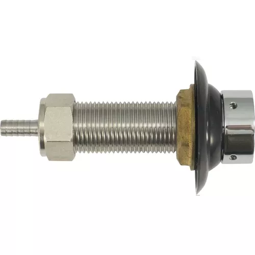 2 inch Stainless Beer Faucet Shank w/ 3/16″ Nipple, Back Nut & Plastic Collar