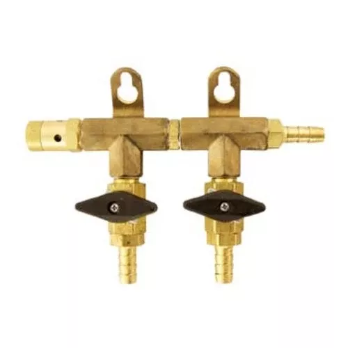 2-Way Brass CO2 Gas Manifold – 5/16″ Barb with Check Valves