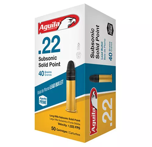 .22 Cal- LR- 40 Grain- Subsonic Solid Point- 50 Rounds- Aguila