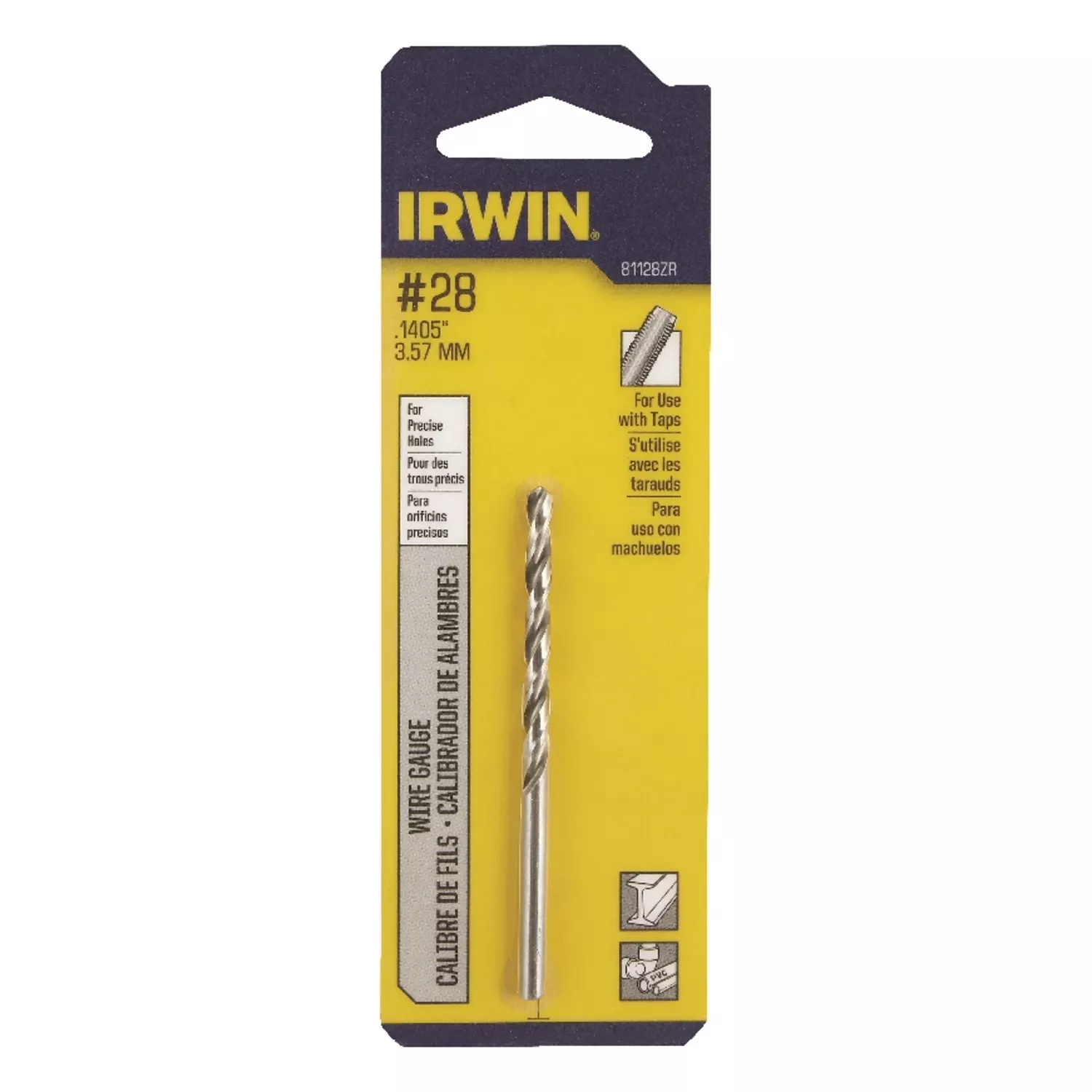 #28 High Speed Steel Wire Gauge Drill Bit, 2-7/8 In. Length, Straight Shank