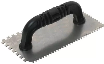 3/16 In. V-notched Trowel, 4 In. Width, 9 In. Length, Plastic Handle