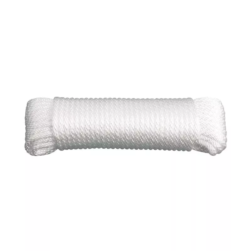3/16 Inch Diameter X 50 Feet Length White Solid Braided Nylon Rope