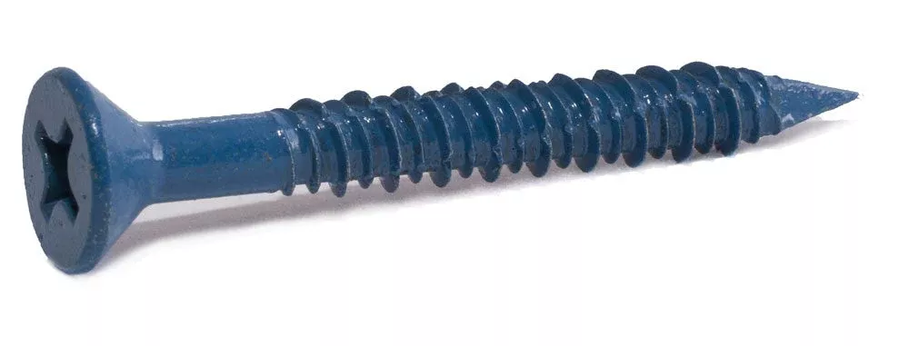 3/16 x 3 3/4 Phillips Flat Hi-Low Thread Concrete Screws Blue Ceramic Coated (1,000)