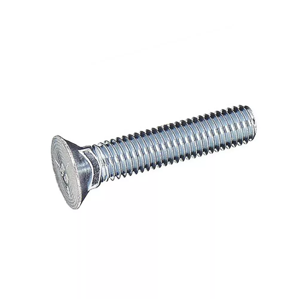 3/8-16 x 2 Grade 5 Plow Bolt No. 3 Head Fully Threaded Zinc Plated - Bulk (600)