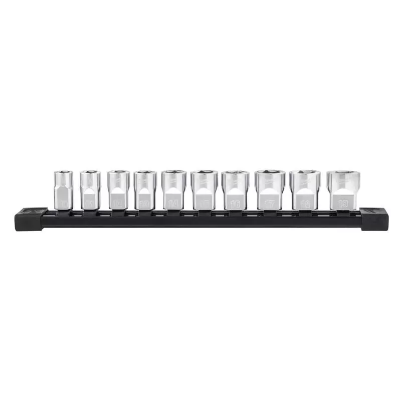 3/8 In. Drive Metric 6 Point Socket Set With Four Flat Sides - 10 Pieces