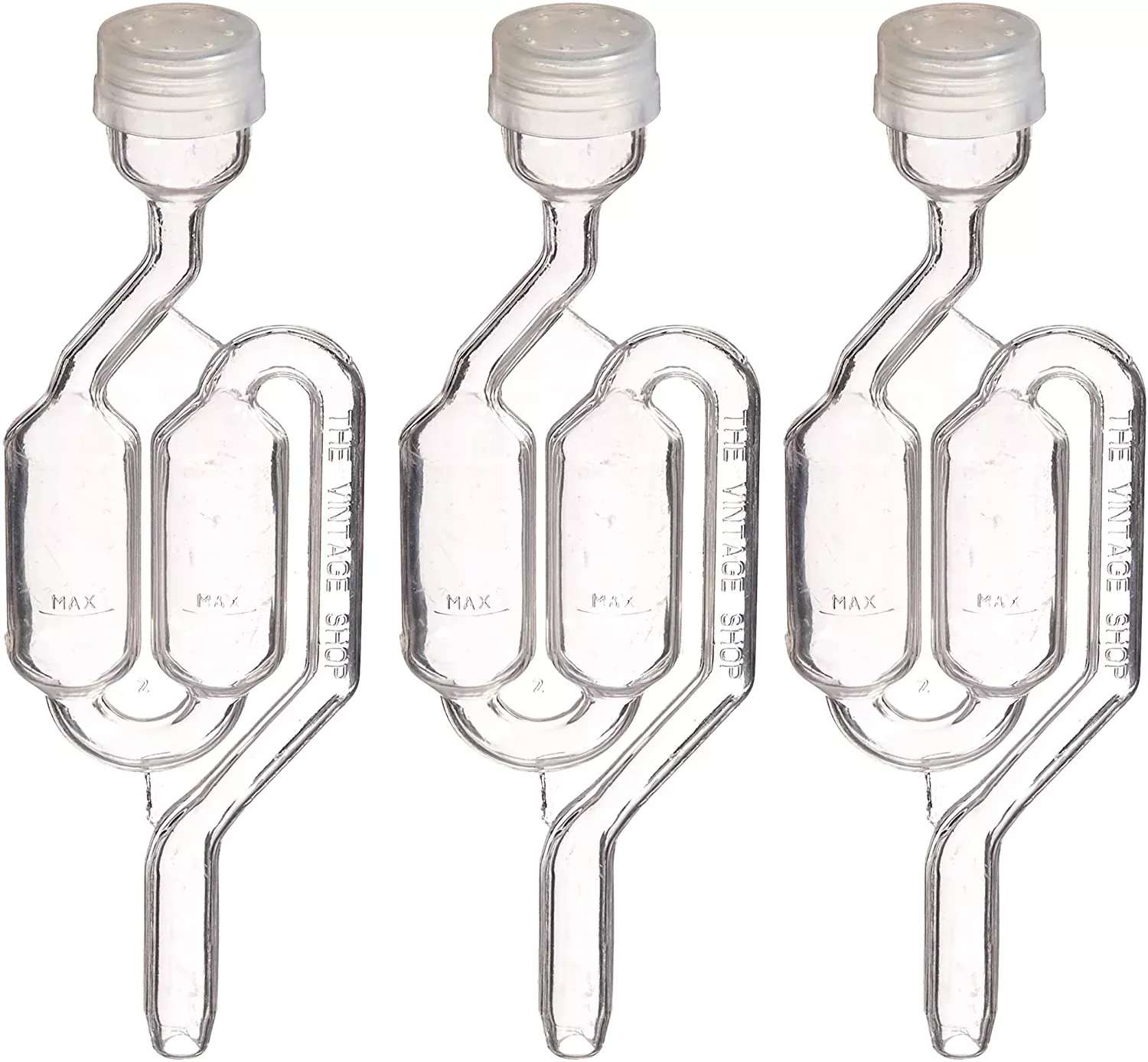 3 PACK Twin Bubble S-Shaped Airlock for Beer & Wine Fermentation etc.