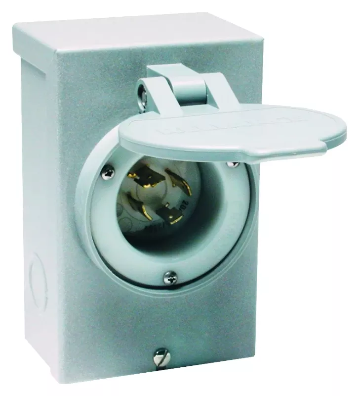 30 Amp 125/250 Volt Surface Mount Power Inlet Box With 4 Circuits
