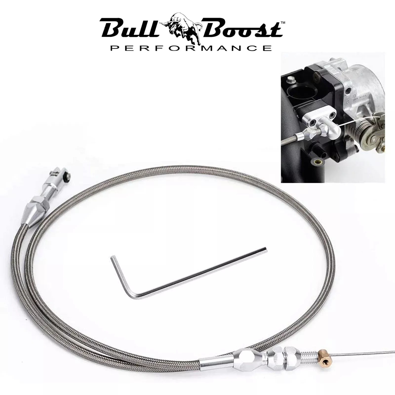 36″ Stainless Steel Braided Throttle Cable Fit LS1 Chevy 4.8 5.3 5.7 6.0 Engine