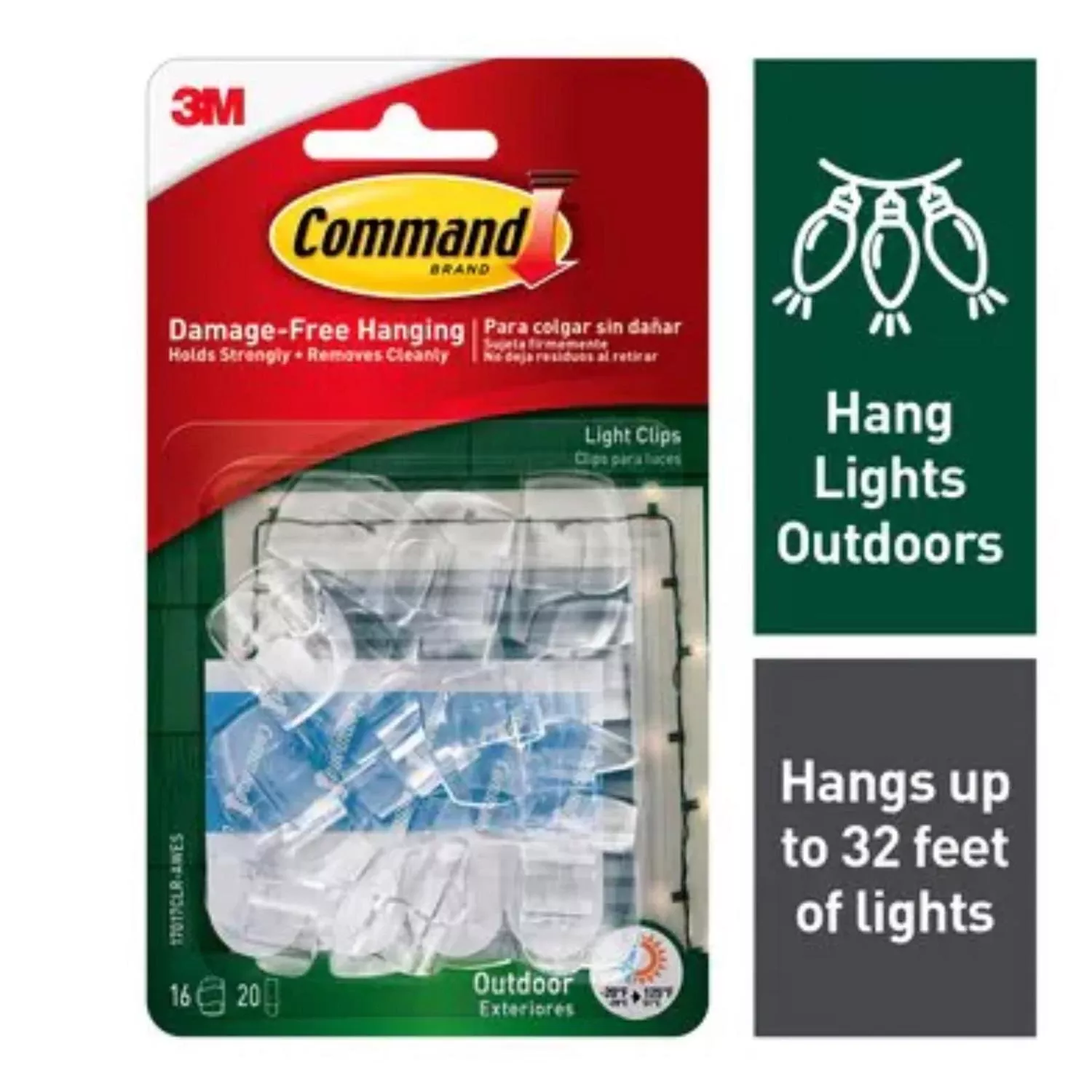 3m Command Small Plastic Light Clips 1.25 In. L 16 Pk