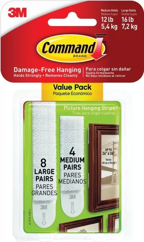 3m Command White Picture Hanging Strips 16 Lb 8 Pk