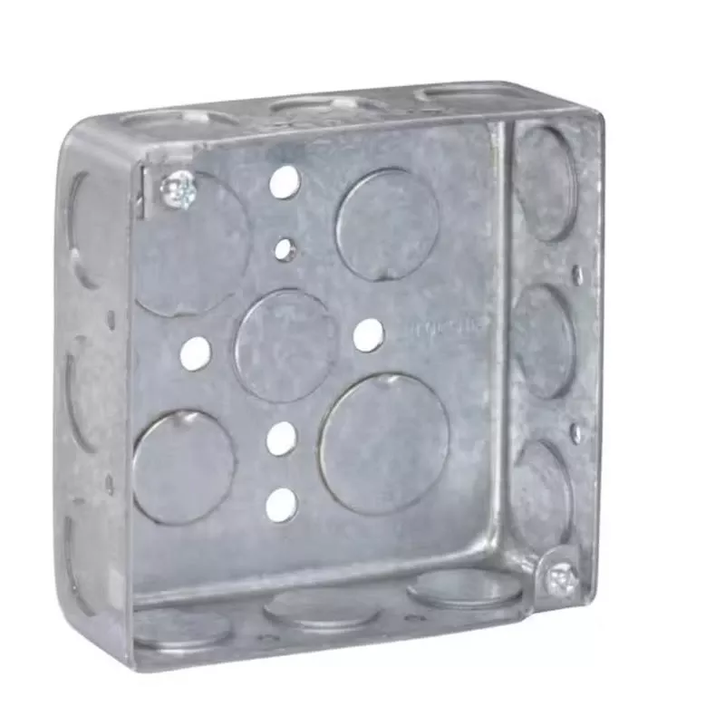 4 In. X 4 In. Drawn Steel Square Electrical Box With Knockouts
