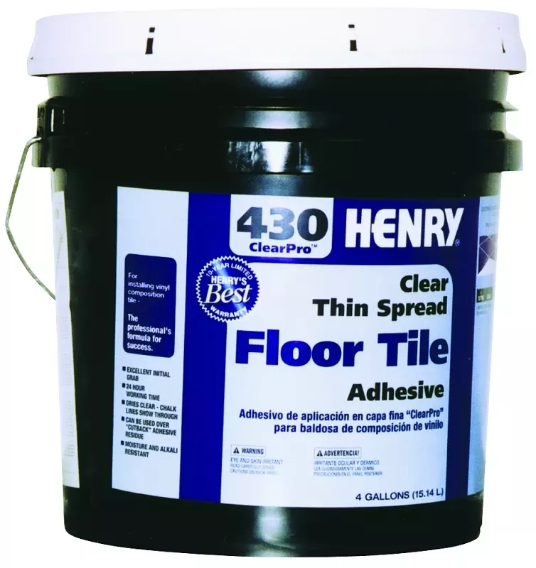 430 Thin-spread Floor Tile Adhesive, Clear, 4-gals.