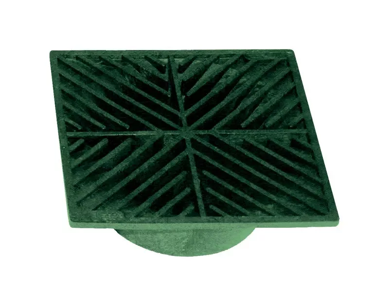 5 In. Green Square Polyolefin Drain Grate For 3 Or 4 Inch Pipe