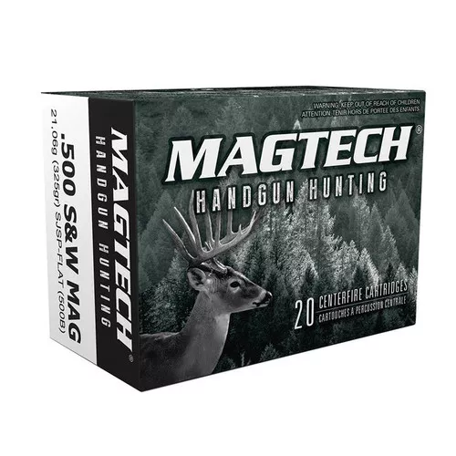 .500 S&W MAG – 325 Grain – SJSP Flat Point – 20 Rounds- Magtech