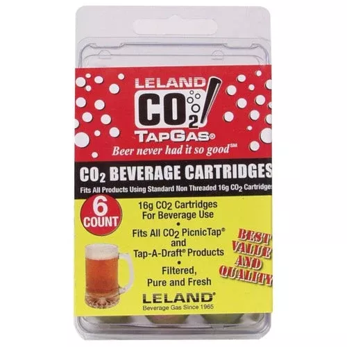 [6 PACK] 16g Mini Regulator CO2 Cartridge – Disposable by Leland TapGas