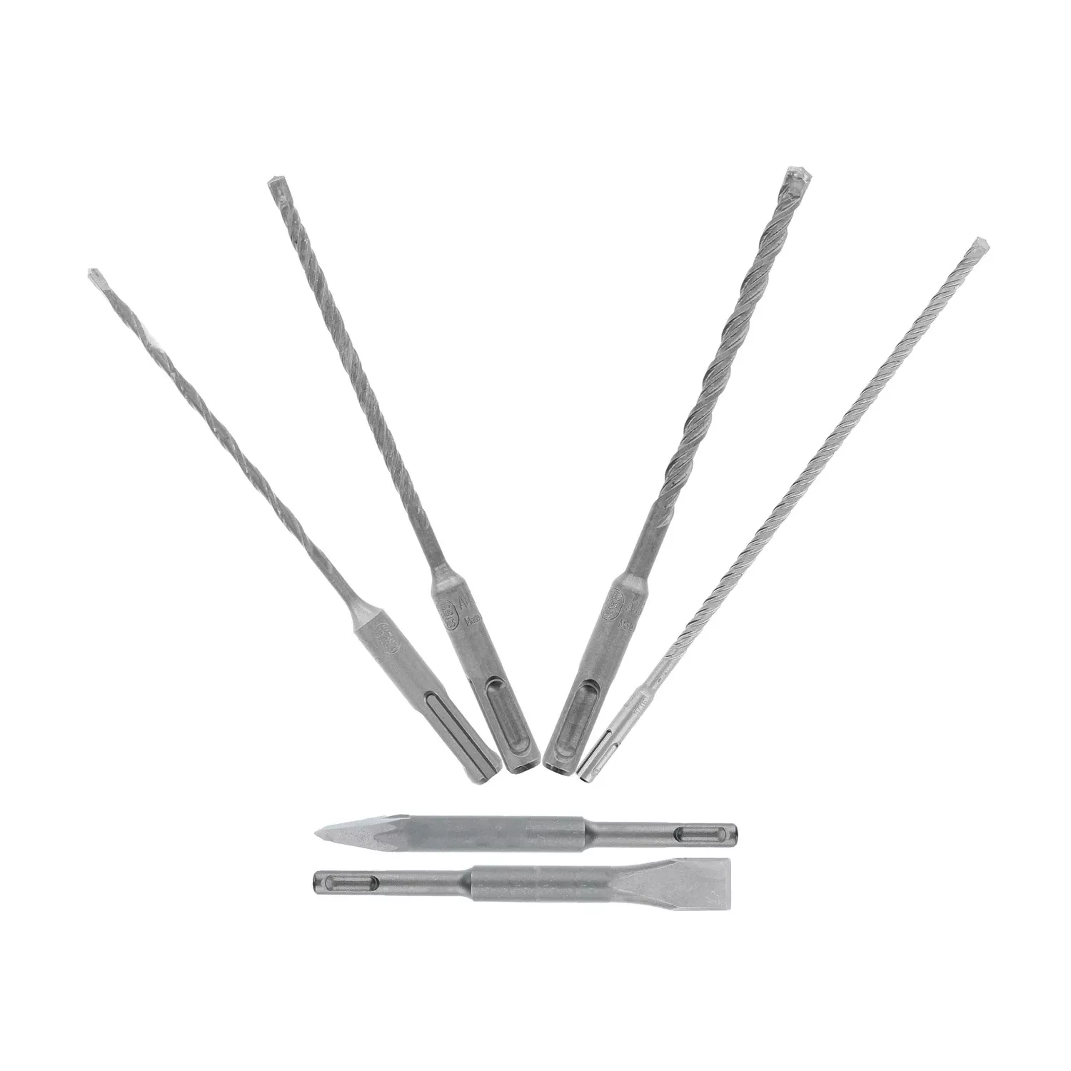 6-pc. Rebar Demon Sds Plus 4-cutter Hammer Drill Bit & Chisel Set, Full Carbide Heads