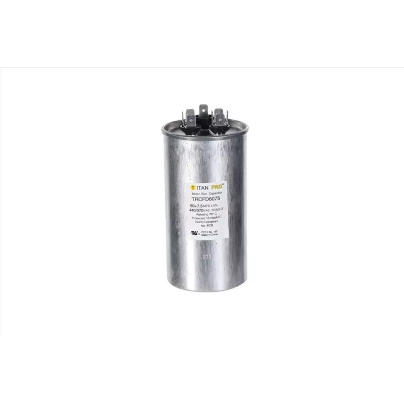 60+7.5 Mfd 440 Volt Round Run Capacitor - Model Trcfd6075