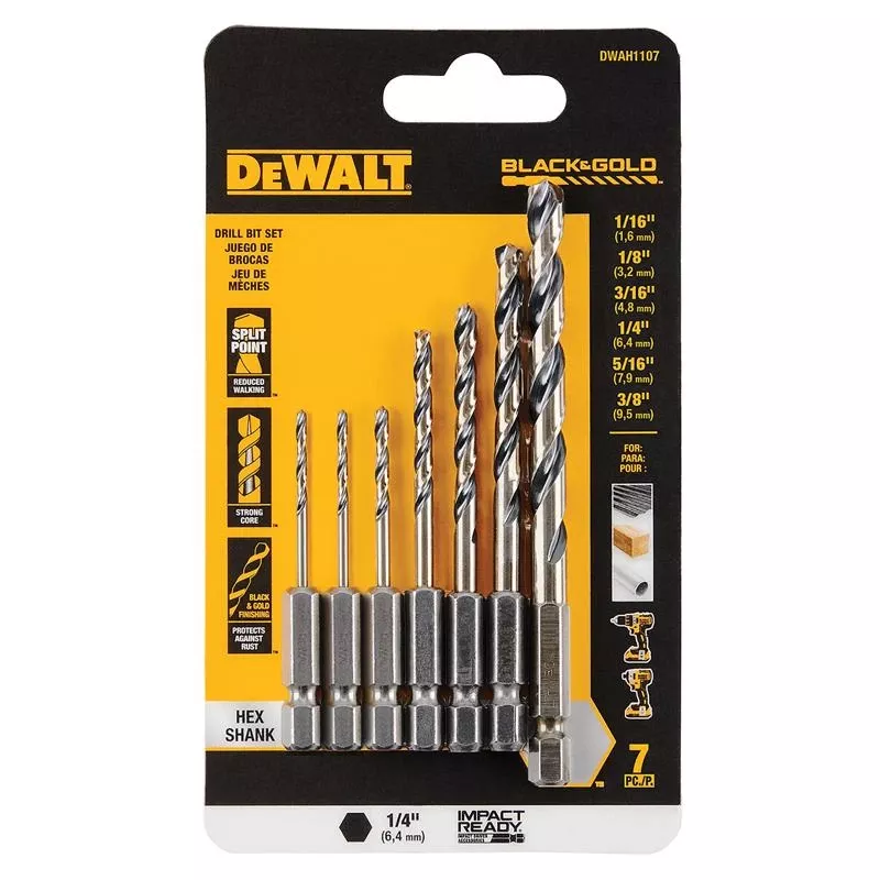 7-pc. Hss Impact Ready Drill Bit Set, Hex Shank