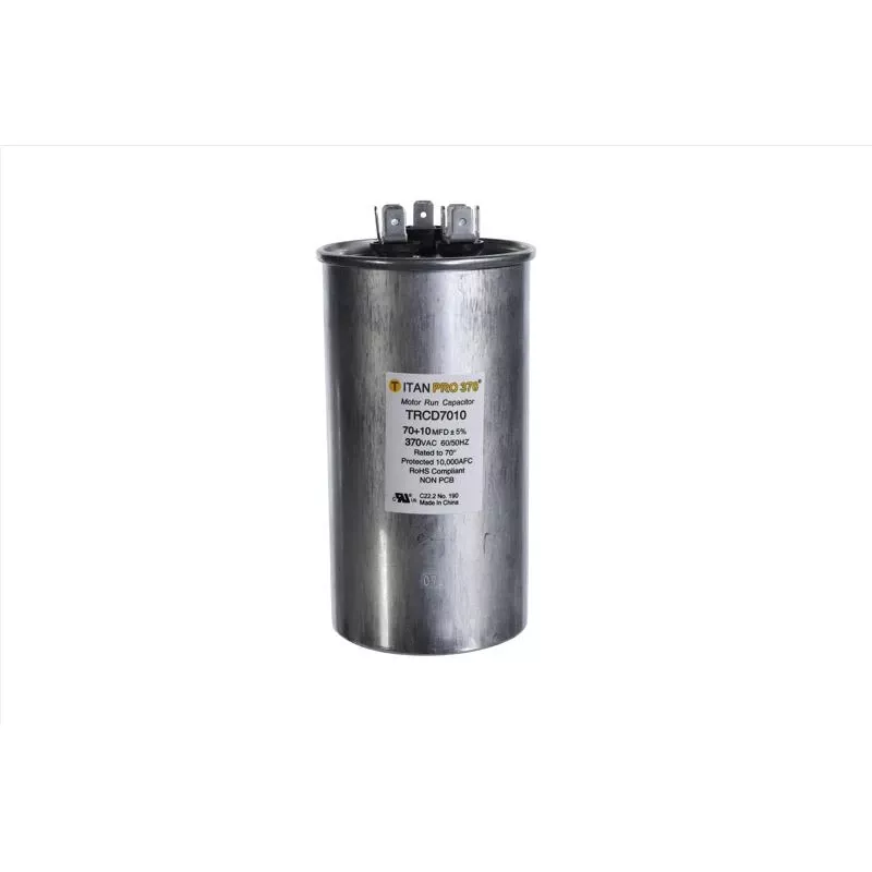 70+10 Mfd 370 Volt Round Run Capacitor Trcd7010