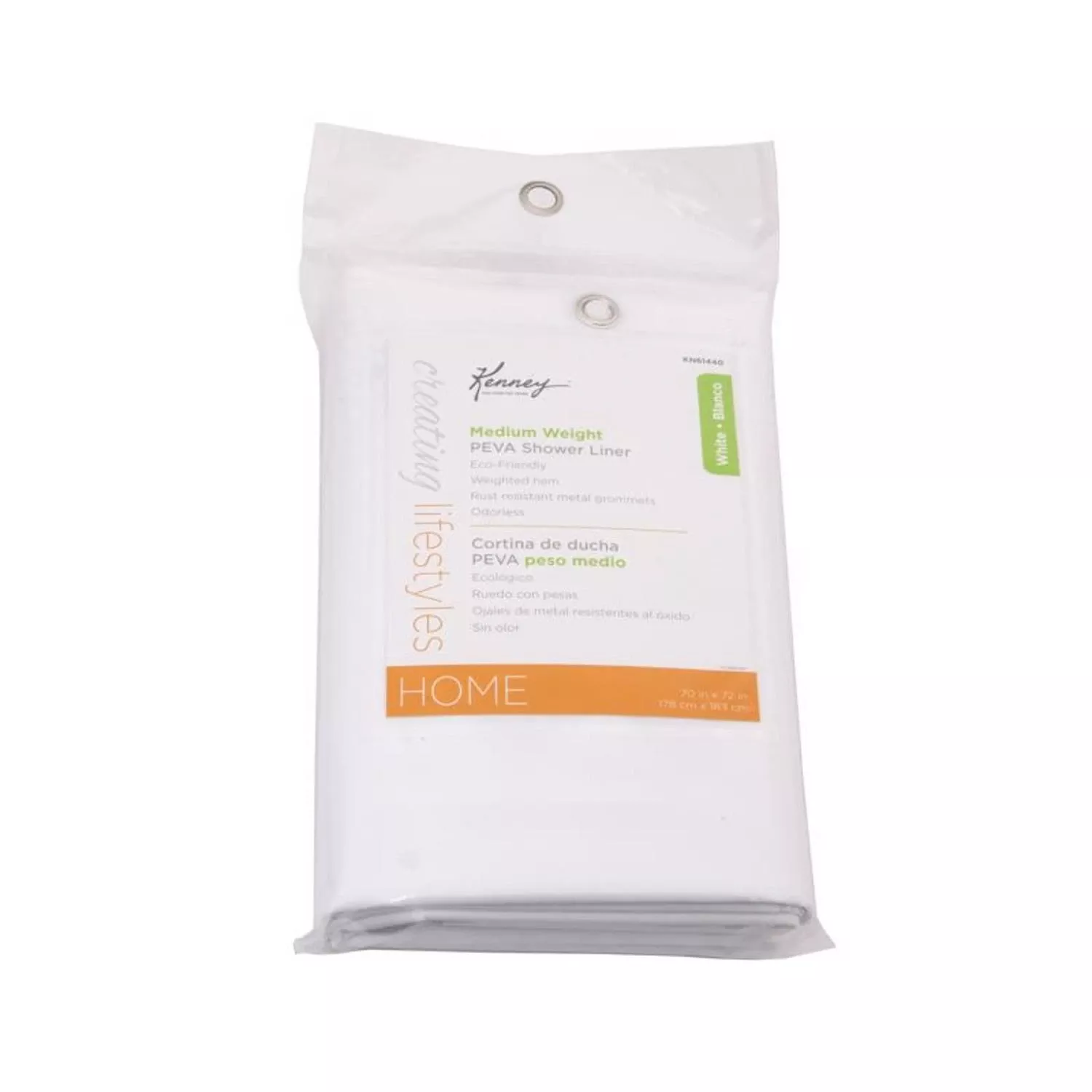 72 In. H X 70 In. W White Peva Shower Curtain Liner - Medium Weight