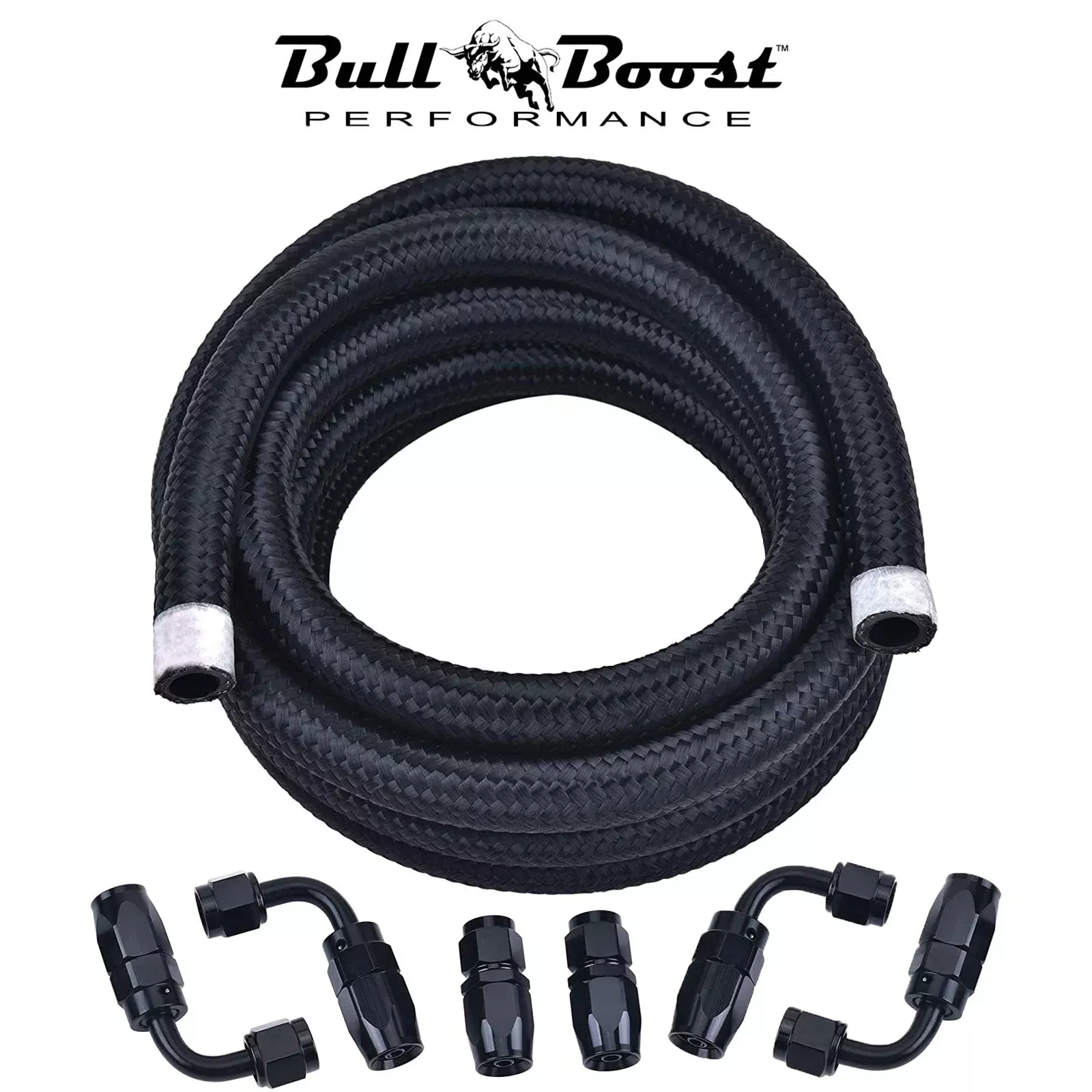 -8 AN Braided Fuel Line Oil-Gas-Fuel Hose Line Aluminum Hose End Fitting AN8
