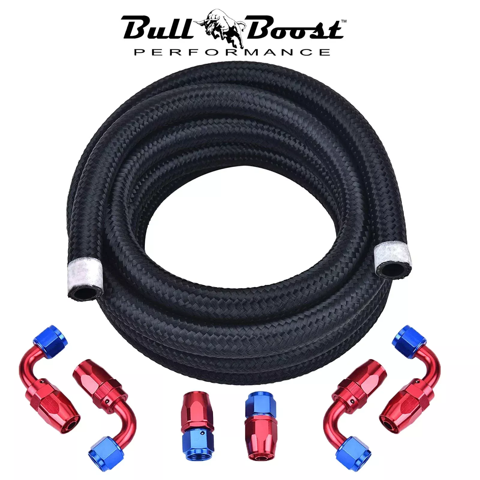 -8 AN Braided Fuel Line Oil-Gas-Fuel Hose Line Aluminum Hose End Fitting