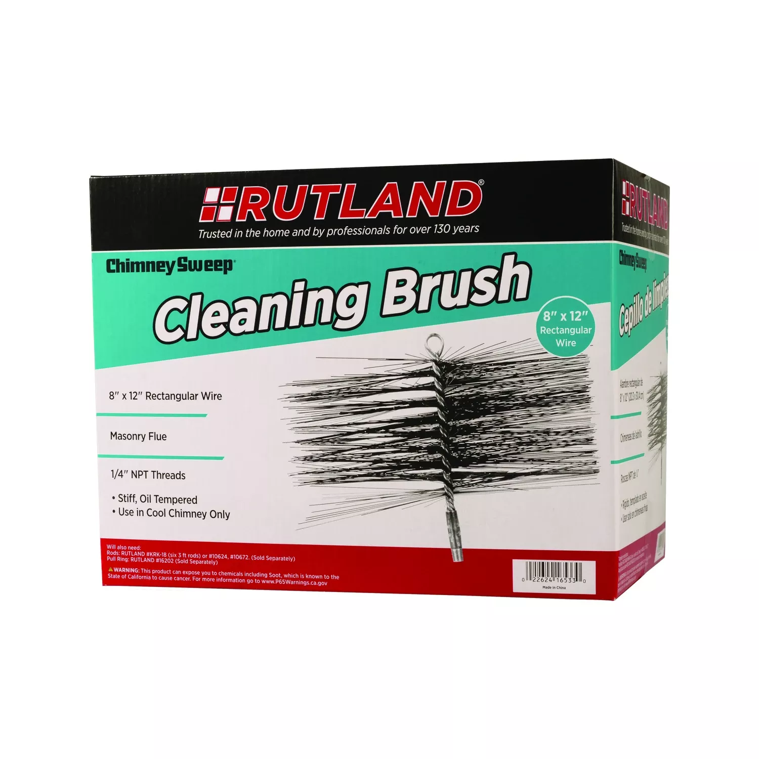 8 In. X 12 In. Rectangular Oil Tempered Chimney Brush Model 16533